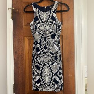 Speechless Black and White Sheath Midi Dress Halter Sleeveless
